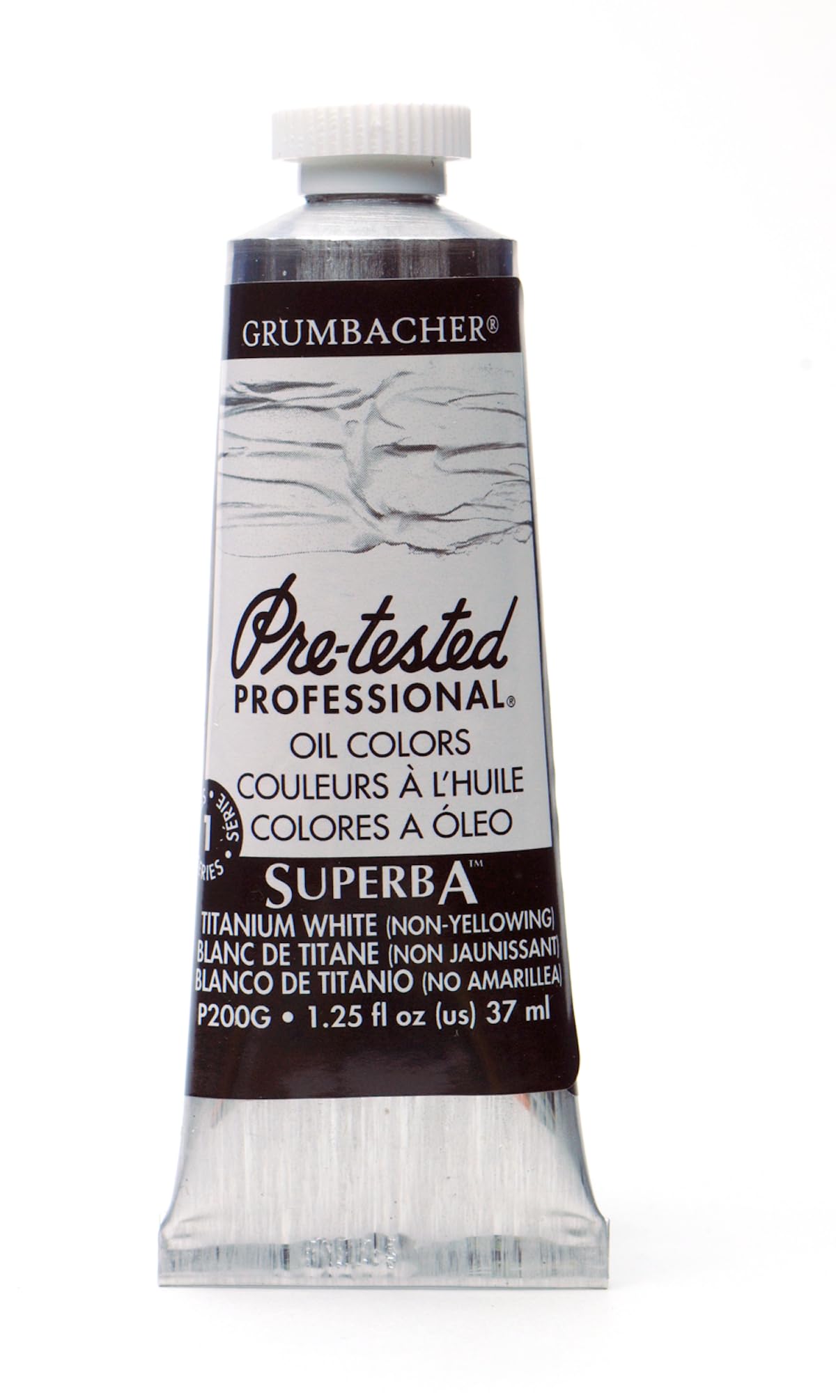 Grumbacher Pre-Tested Oil Paint, 37ml/1.25 oz., Superba White (P200G)