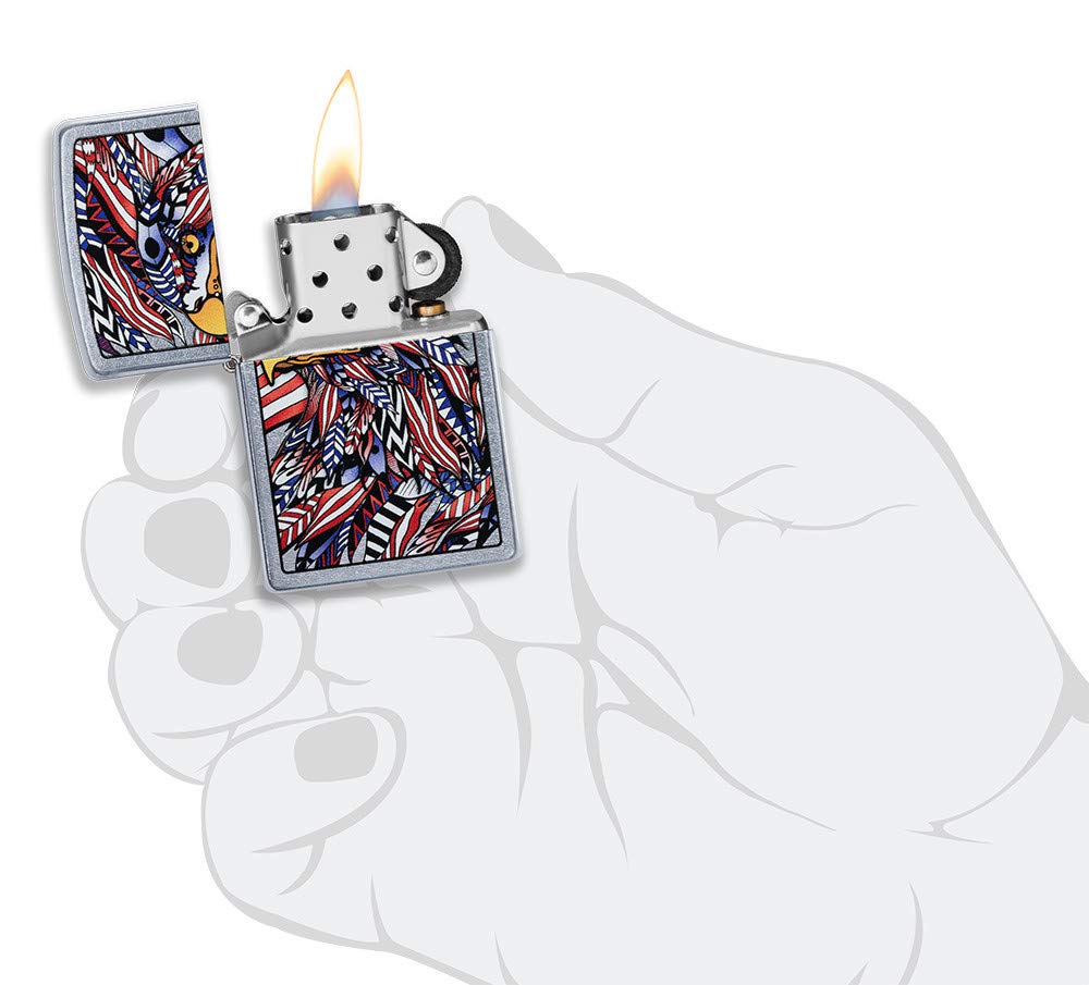 Zippo American Eagle Design Street Chrome Pocket Lighter