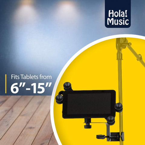 Pack of 2 Tablet Holder - Hola! Music Microphone Music Stand Tablet/Smartphone Holder Mount - Fits Devices from 6 to 15 Inch