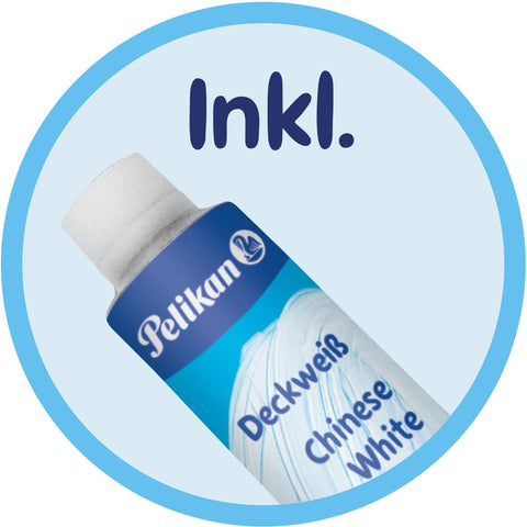 Pelikan Opaque Watercolor Paint Set, 12 Colors Plus Chinese White Tube (720854)