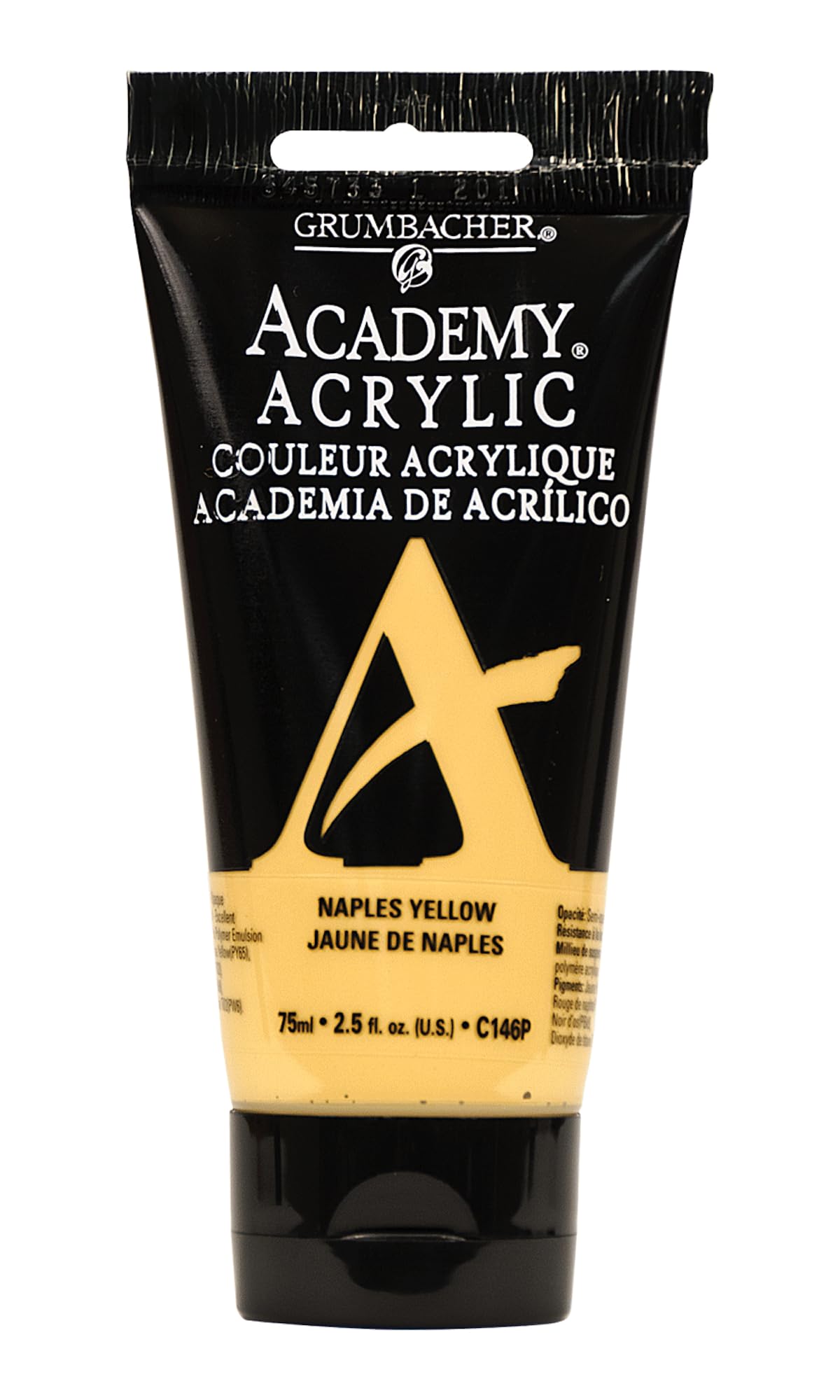 GRUMBACHER Academy Acrylic Paint, 75ml/2.5 Ounce Plastic Tube, Naples Yellow (C146P)