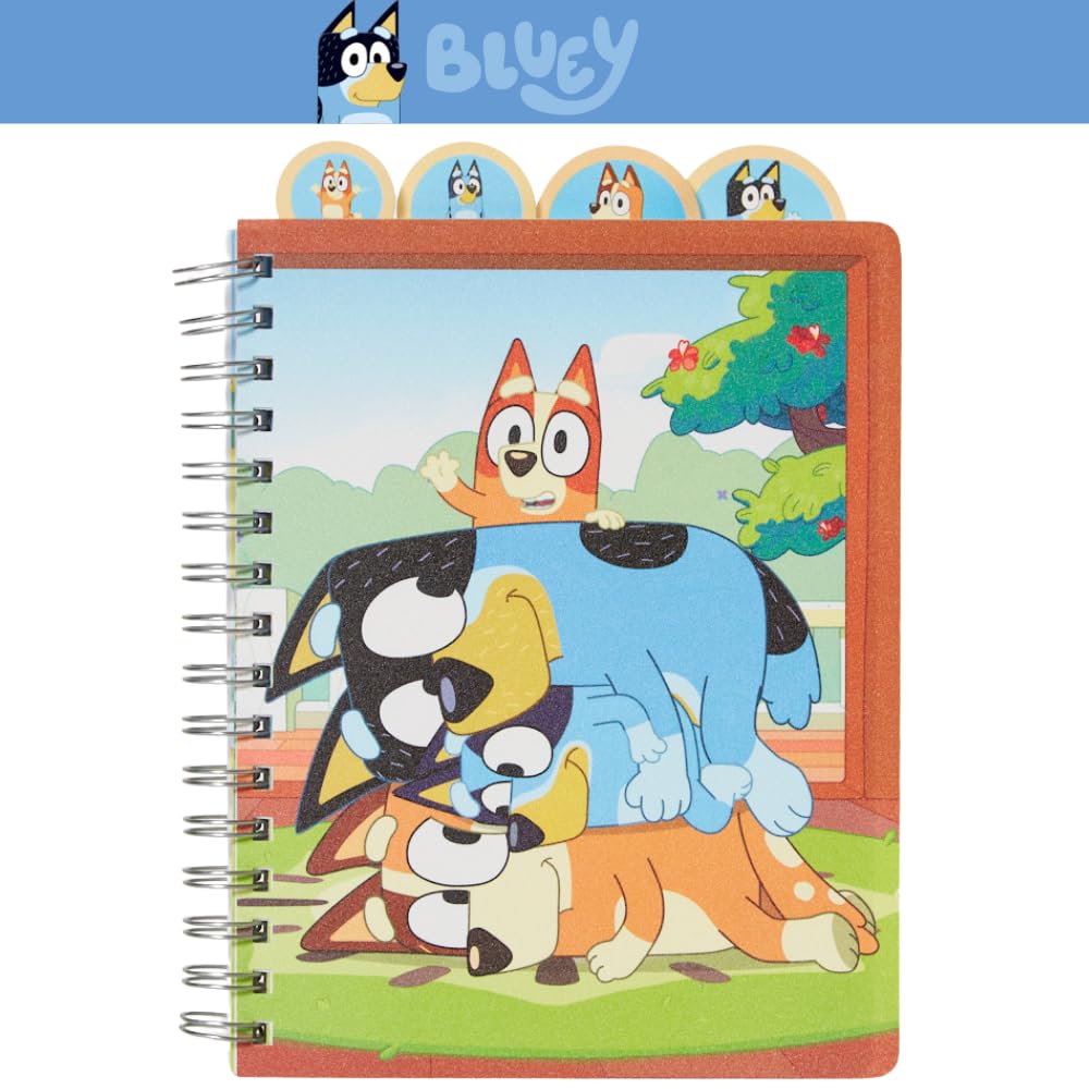 Innovative Designs Bluey Tab Journal Notebook, Spiral Bound, 96 Lined Pages, 8 x 7 inches, Blue