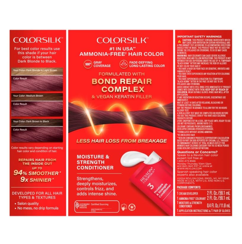 Revlon ColorSilk Hair Color 34 Deep Burgundy 1 Each (Pack of 6)