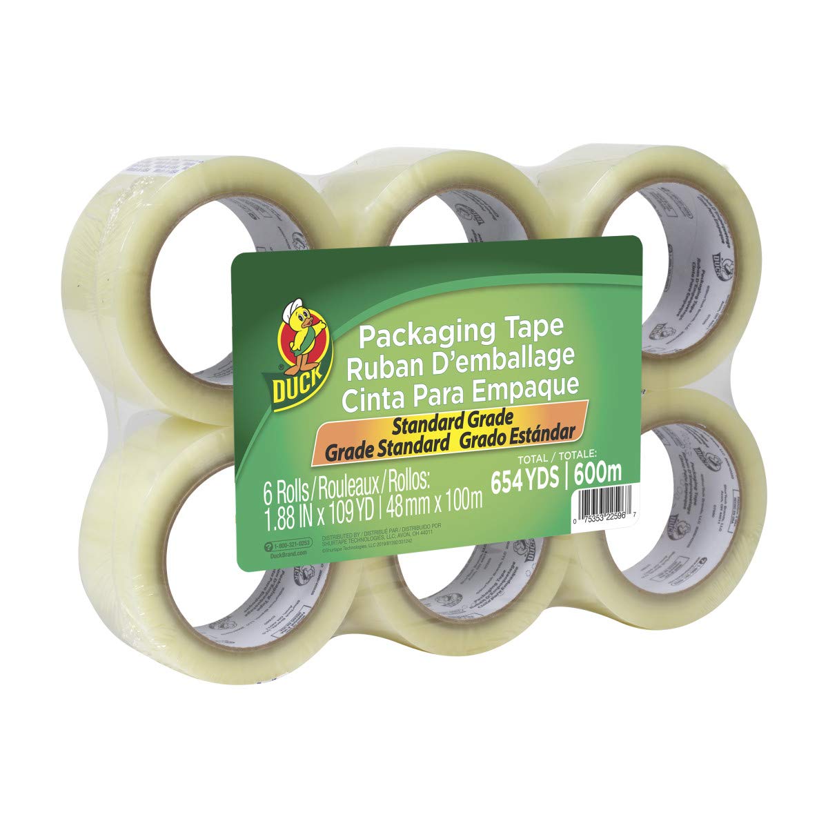 Duck Brand Standard Packaging Tape Refill, 6 Rolls, 1.88 Inch x 109 Yard, Clear (240968)