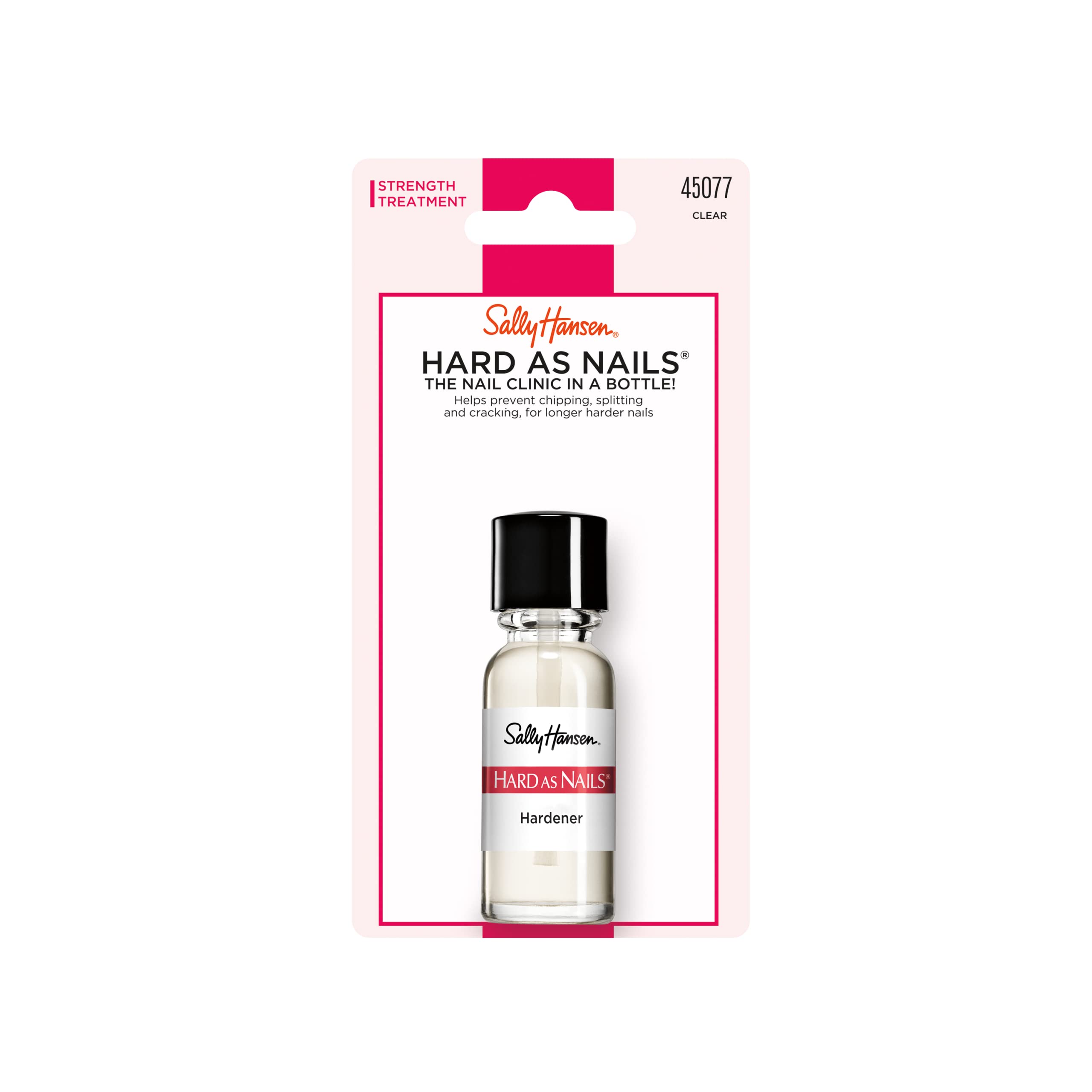 Sally Hansen Hard As Nails® Nail Hardener, Clear, Strengthener, 1 Count, 0.45 Oz , Nail Strengthener, Nail Strengthening Polish