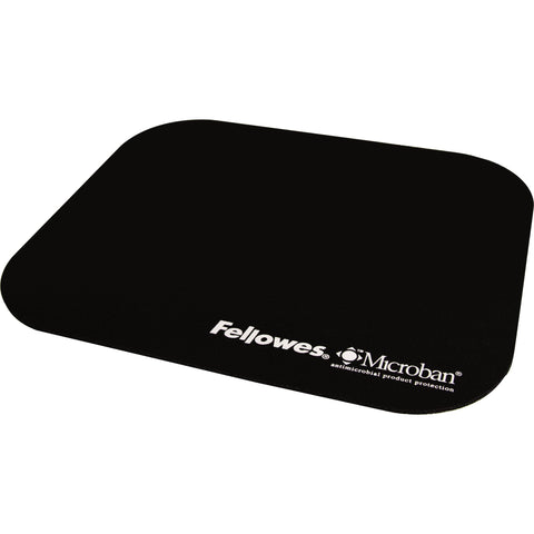 Fellowes 5933901 Mouse Pad w/Microban, Nonskid Base, 9 x 8, Black (FEL5933901), 8" x 9" x 0.1"