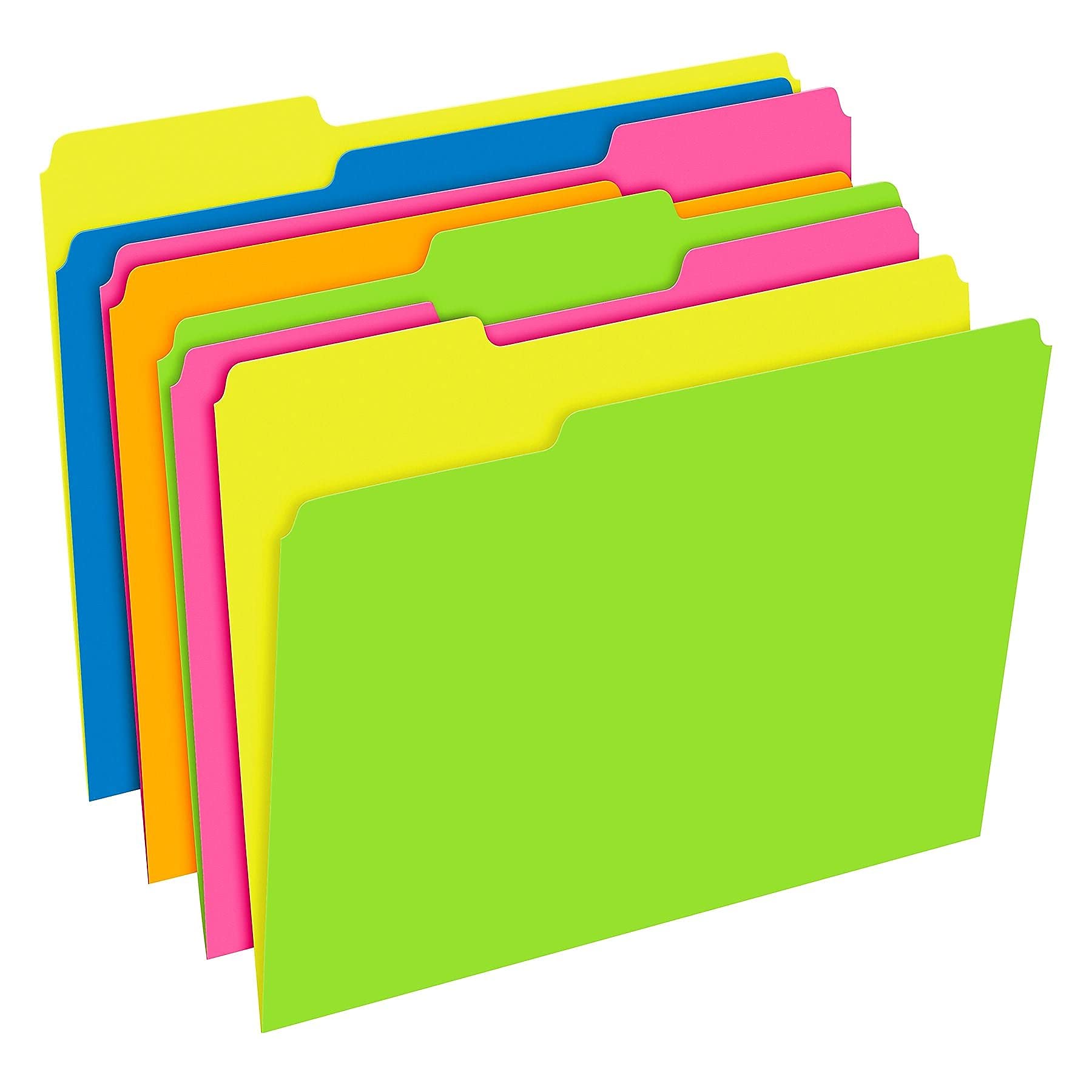 Pendaflex File Folders, 12-Pack, Letter Size, Twisted Glow Neon Assorted Reversible Colors, 1/3-Cut Staggered Tabs, Versatile Document Organizers for School Classrooms and Professional Office Desks