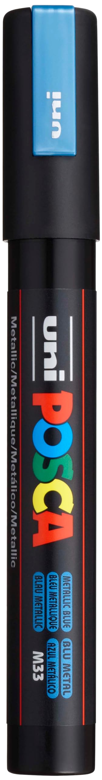 uni POSCA PC-5M Water-Based Paint Markers, Reversible Medium Tip (1.8-2.5mm), Metallic Blue