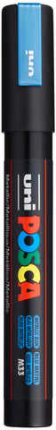 uni POSCA PC-5M Water-Based Paint Markers, Reversible Medium Tip (1.8-2.5mm), Metallic Blue