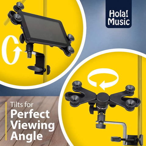 Pack of 2 Tablet Holder - Hola! Music Microphone Music Stand Tablet/Smartphone Holder Mount - Fits Devices from 6 to 15 Inch