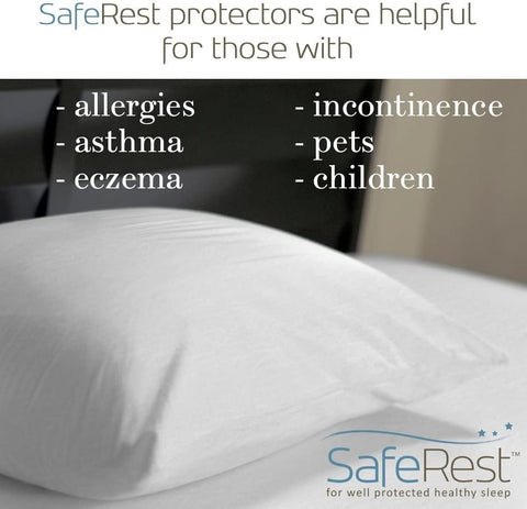 SafeRest Pillow Protector - Pack of 1 - Standard Size Waterproof Pillow Cover - Zippered Pillow Encasement for College Dorm Room, New Home - Cotton Terry, Waterproof, Breathable (1, King)