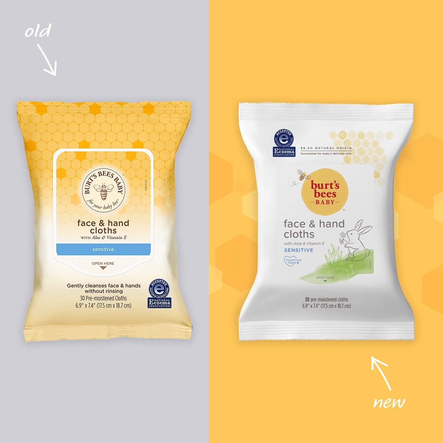 Burt's Bees Baby Face & Hand Cloths, Unscented Cleansing Wipes - 30 Wipes (Packaging May Vary)