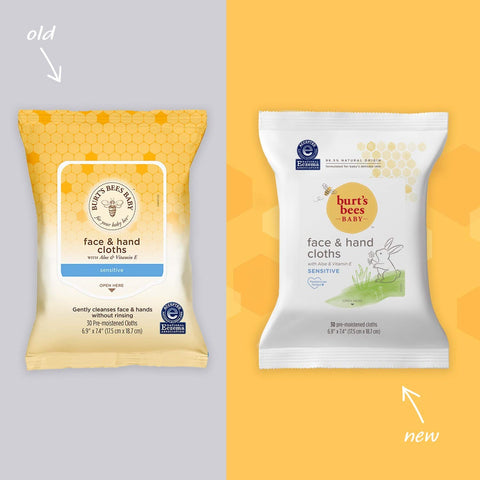 Burt's Bees Baby Face & Hand Cloths, Unscented Cleansing Wipes - 30 Wipes (Packaging May Vary)