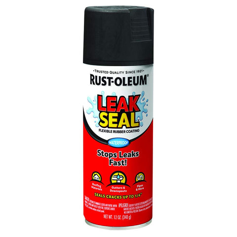 Rust-Oleum 265494 LeakSeal Flexible Rubber Coating Spray, 12 Ounce, Black, 12 Fl Oz