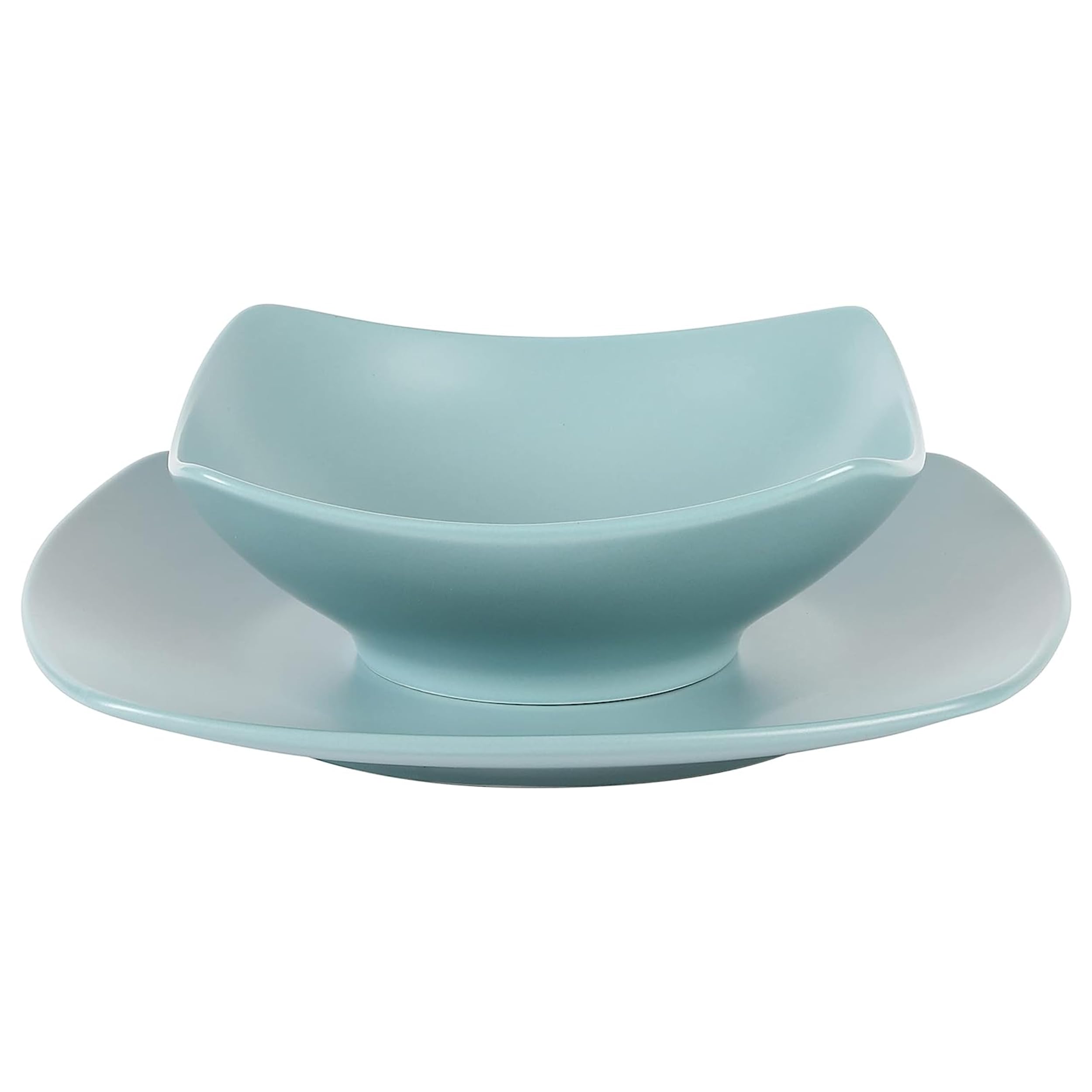 Gibson Home Zen Buffet Matte Porcelain Chip and Scratch Resistant Plates and Bowls Dinnerware Set - Blue, Service for 4 (8pcs)