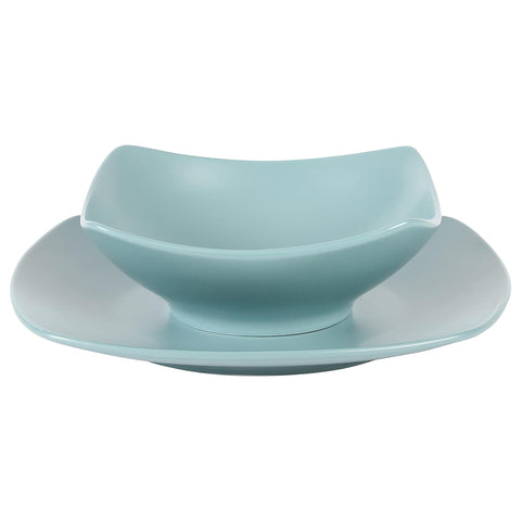 Gibson Home Zen Buffet Matte Porcelain Chip and Scratch Resistant Plates and Bowls Dinnerware Set - Blue, Service for 4 (8pcs)