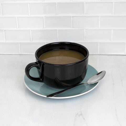 Home Basics 22 oz Extra Large Ceramic Jumbo Soup or Coffee Mug, Hot or Cold Beverage, Comfortable Grip Handle, Black