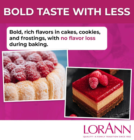 LorAnn Oils Raspberry Bakery Emulsion: True Essence, Ideal for Boosting Fruit Tones in Cakes, Cookies & Desserts, Gluten-Free, Keto-Friendly, Extract Substitute Essential for Your Kitchen,16 Oz