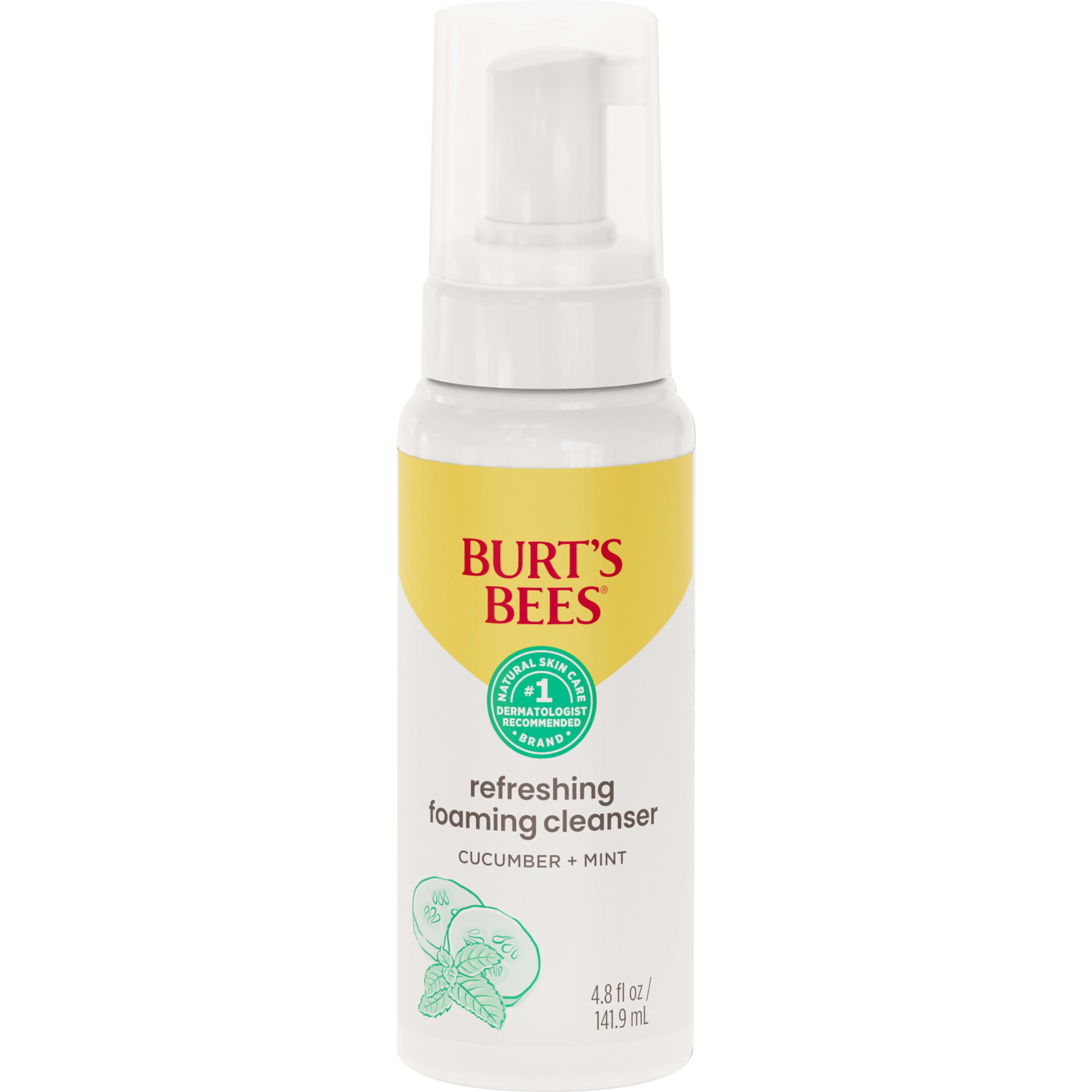 Burt's Bees Refreshing Foaming Face Cleanser and Face Wash with Cucumber and Mint, 4.8 Fluid