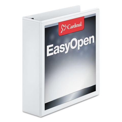 Cardinal 3 Ring Binder, 2 Inch Premier Easy Open Binder, ONE-Touch Locking Slant-D Rings, 565-Sheet Capacity, ClearVue Cover, PVC-Free, White (10320)