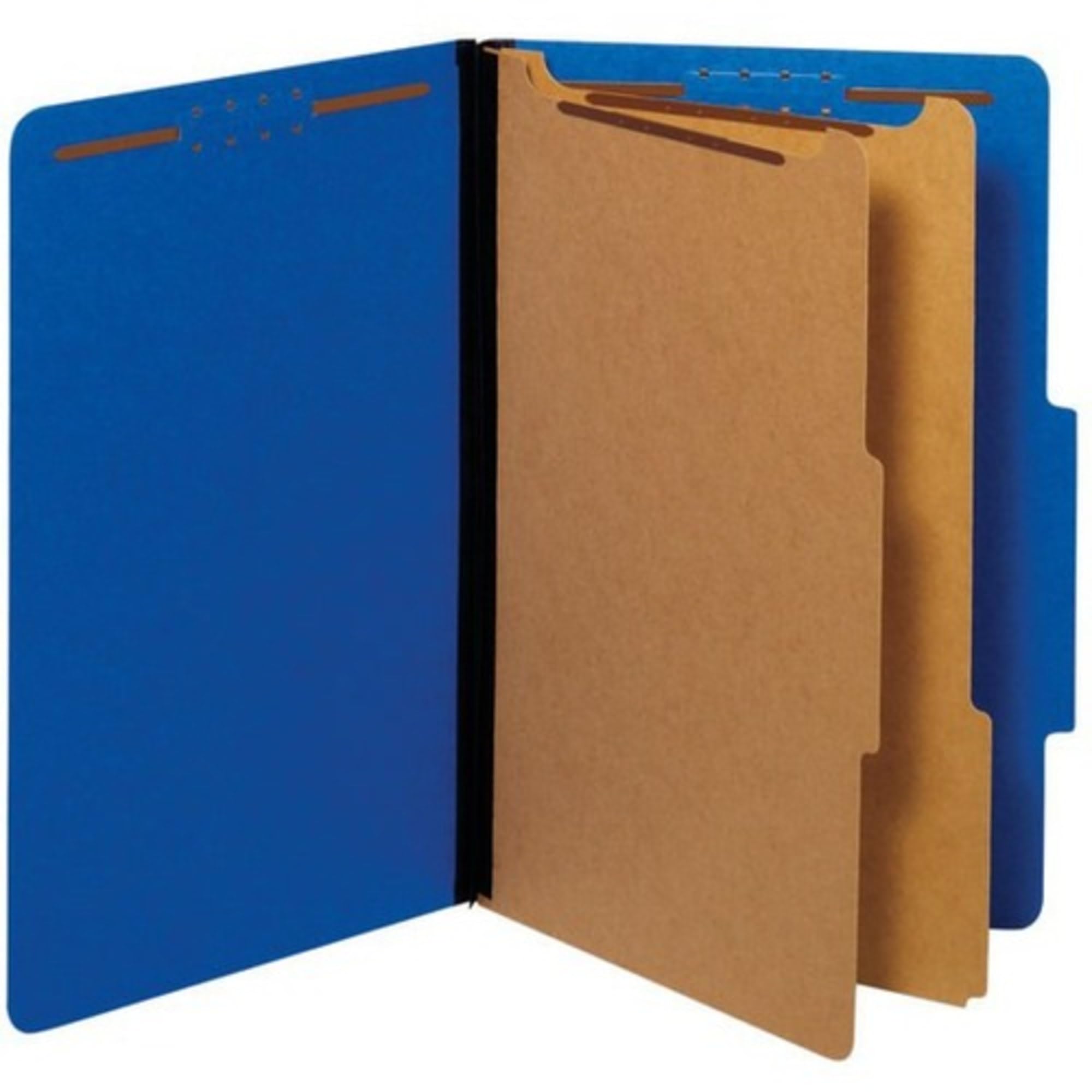 Pendaflex Recycled Classification File Folders, 2 Dividers, 2" Embedded Fasteners, 2/5 Tab Cut, Legal Size, Dark Blue, Box of 10 (29035P)