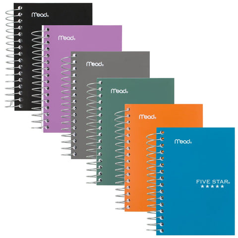 Five Star Spiral Notebook, Fat Lil' Pocket Notebook, College Ruled Paper, 200 Sheets, 5-1/2" x 3-1/2", Assorted Colors, Color Will Vary, 1 Count (45388)
