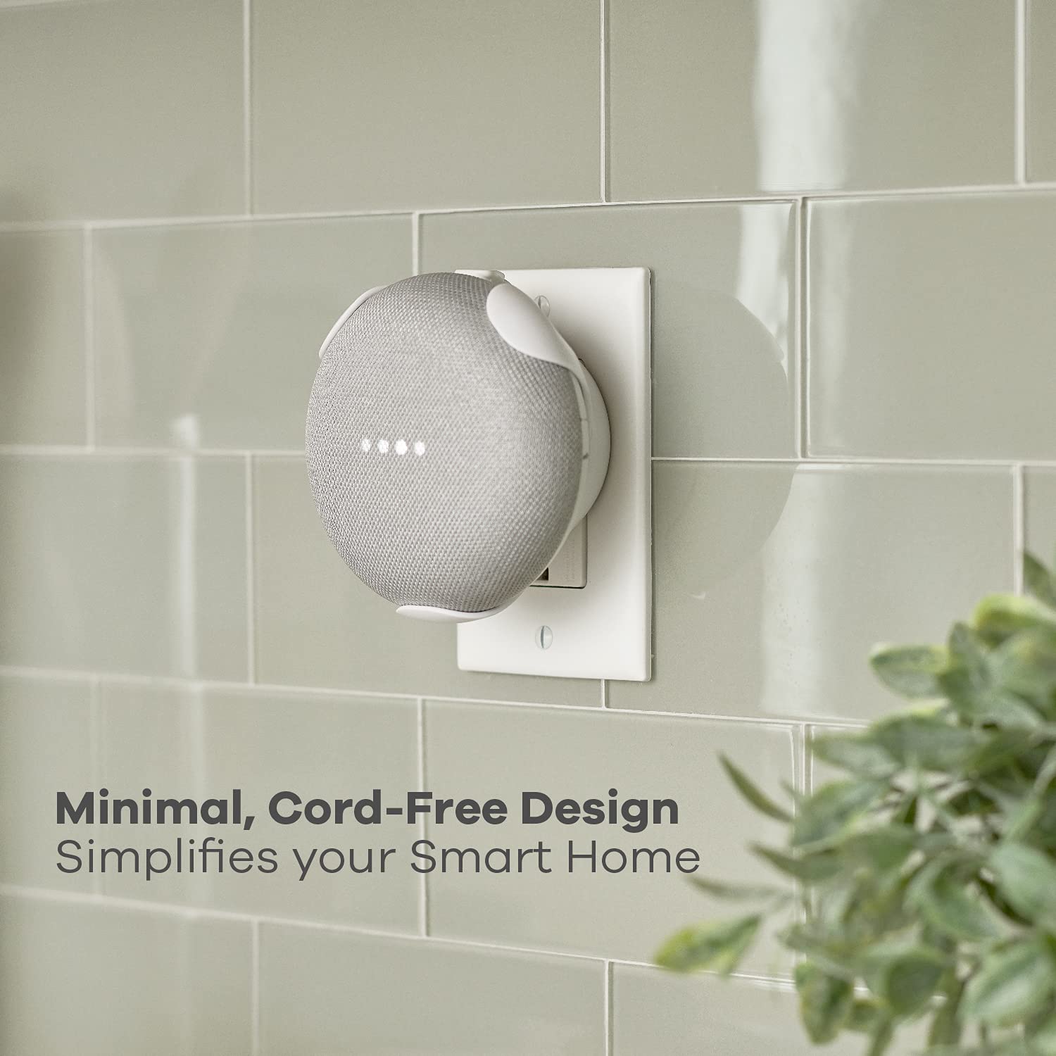 360 Electrical 360580 PowerClip Outlet Mount for Google Home Mini - Google Plug-in Bracket Stand Holder Case, for Kitchen, Bathroom, Bedroom, Living Room, Office, Chalk