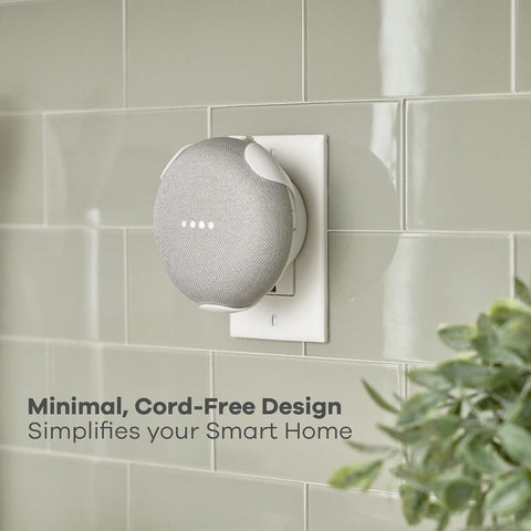 360 Electrical 360580 PowerClip Outlet Mount for Google Home Mini - Google Plug-in Bracket Stand Holder Case, for Kitchen, Bathroom, Bedroom, Living Room, Office, Chalk