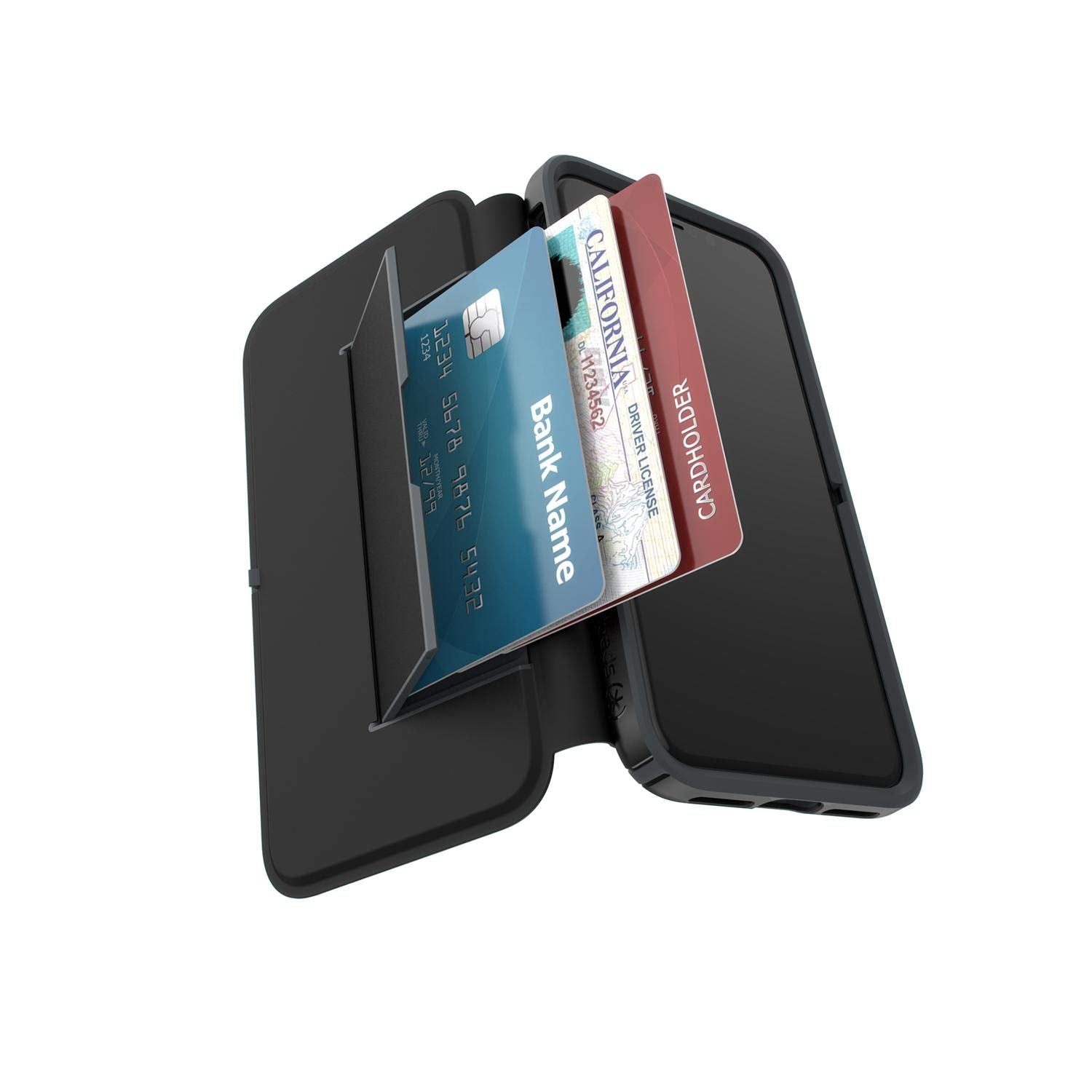 Speck Products Presidio Folio iPhone Xs/iPhone X Case, Heathered Black/Black/Slate Grey