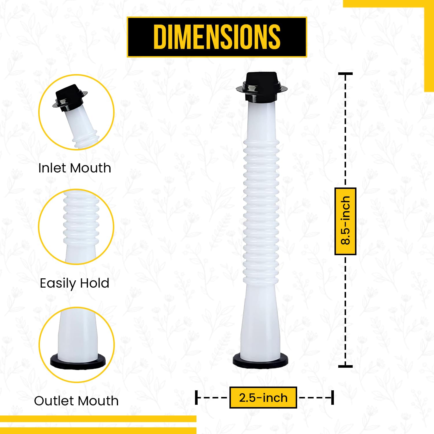 KP KOOL PRODUCTS Universal Gas Can Spout Replacement, Gas Can Nozzle with Gasket, Stopper, Collar Caps (Black and Yellow) & gas can vent caps, Pack of 3