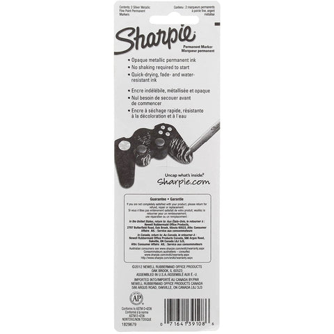 SHARPIE Metallic Permanent Markers, Fine Point, Silver, 2 Count