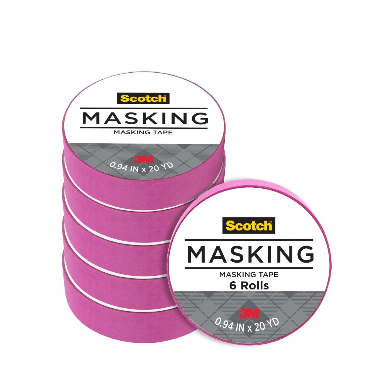 Scotch Expressions Masking Tape, .94 in x 20 yd, 6 Rolls/Pack, Fuchsia (3437-PNK-ESF)