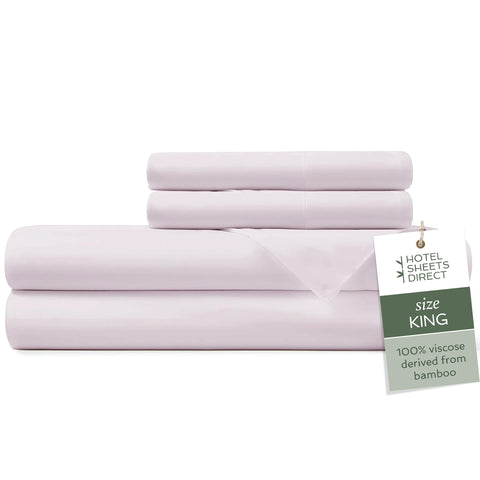 Hotel Sheets Direct 4 Piece Bed Sheet Set King Size, 100% Viscose Derived from Bamboo Sheets Set with 2 Pillowcases, Cooling & Breathable Luxury Bedding, Moisture-Wicking & Silky Soft, Light Pink