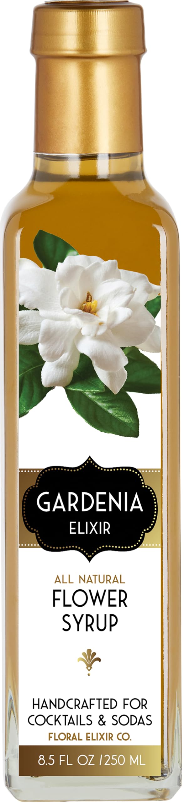 Floral Elixir Co. - All Natural FLOWER Syrup for Cocktails & Sodas, 8.5 oz (Gardenia)