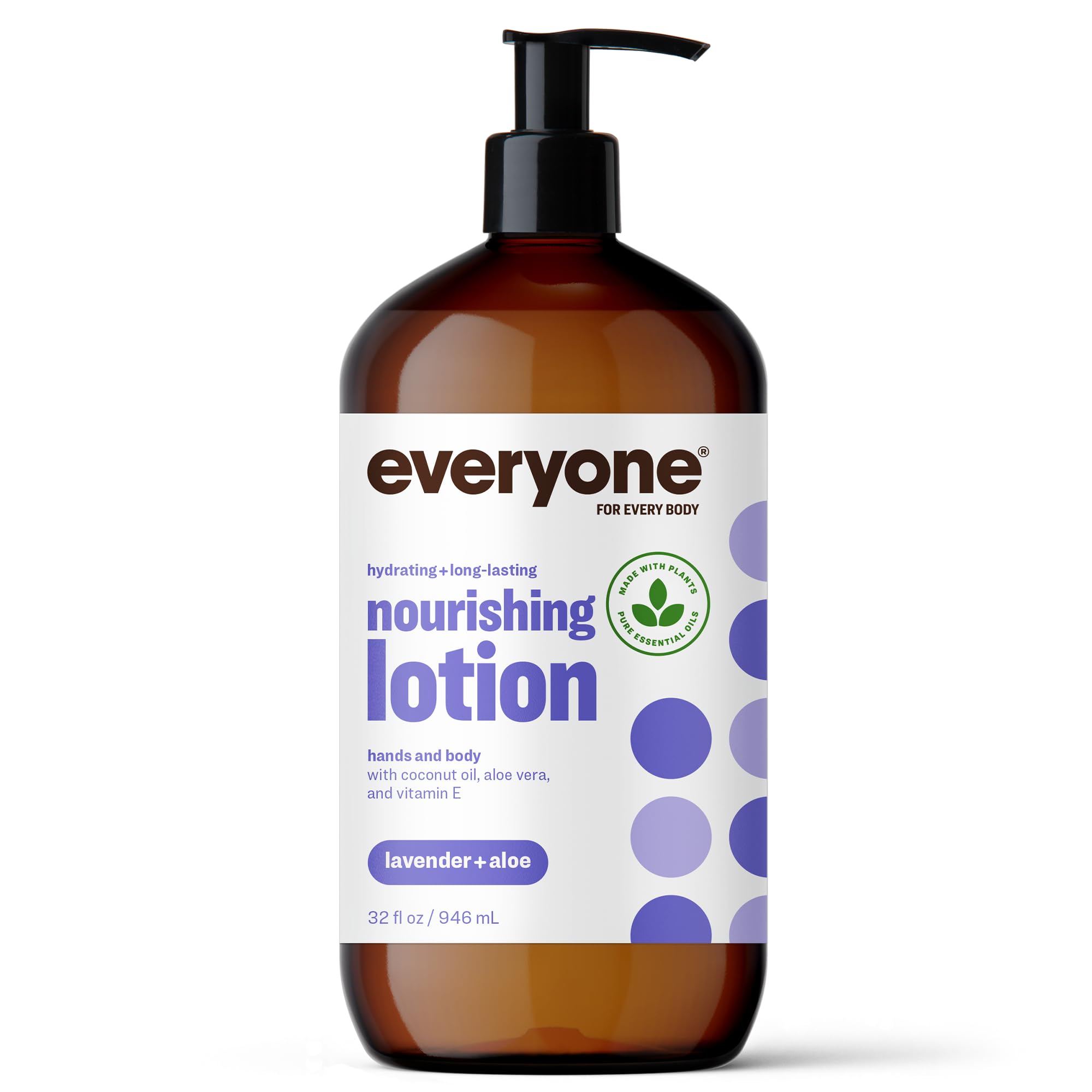 Everyone 2-in-1 Lotion for Hands/Body, 32 ounce (Pack of 1) Lavender and Aloe made with Essential Oils for Men and Women