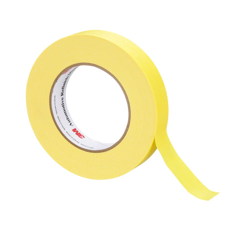 3M Automotive Refinish Masking Tape 06653, 388N, Yellow Color, Water Resistant, Multi-Purpose, 24 mm x 55 m