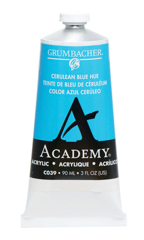 Grumbacher Academy Acrylic Paint, Gloss, 90ml/3 oz Metal Tube, Cerulean Blue Hue