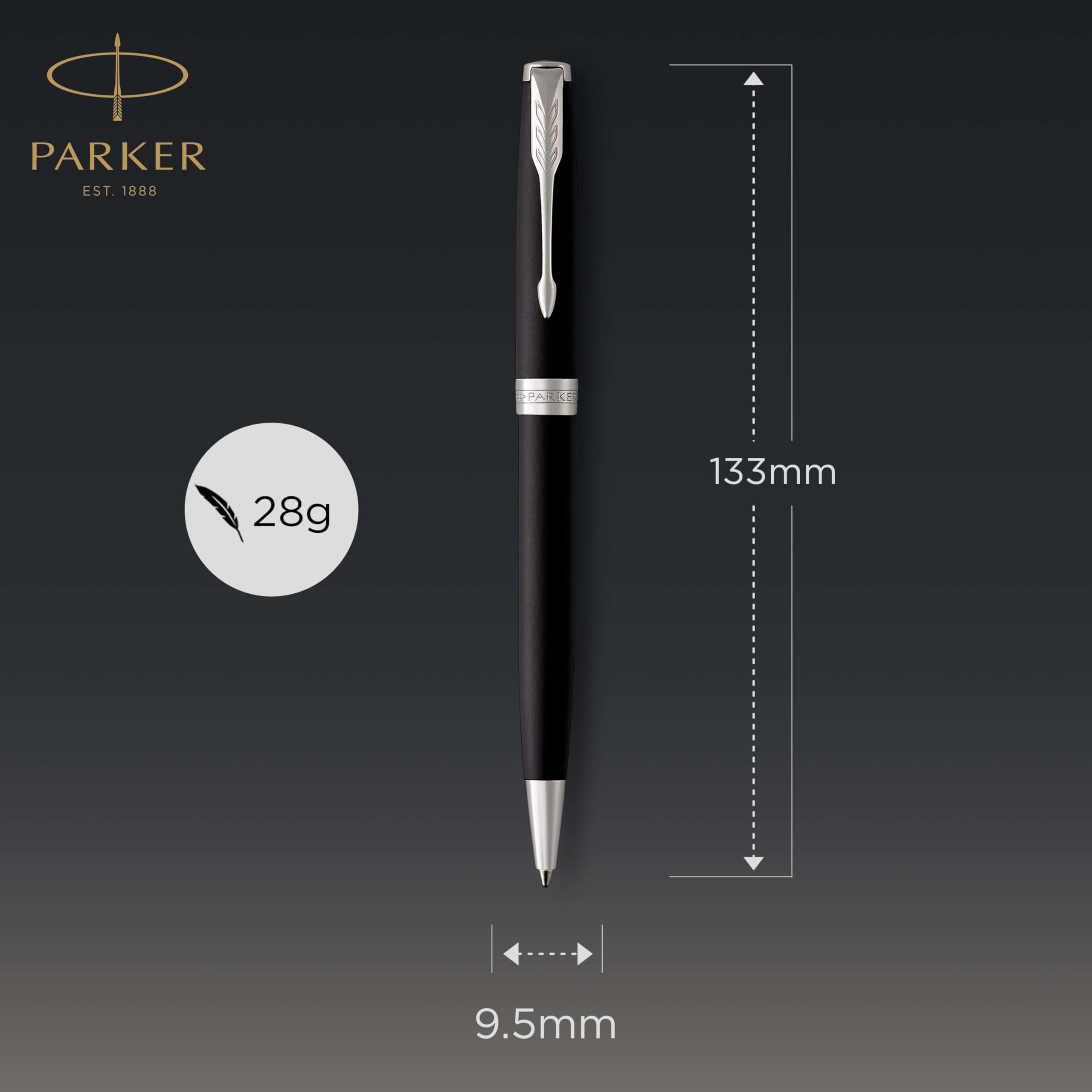 Parker Sonnet Ballpoint Pen | Matte Black Lacquer with Palladium Trim | Medium Point Black Ink | Gift Box