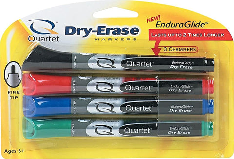 Quartet Dry Erase Markers, Whiteboard Markers, Fine Tip, EnduraGlide, White Board Dry Erase Pens for Teachers, Home School & Office Supplies, Assorted Classic Colors, 4 Pack (5001-10M)