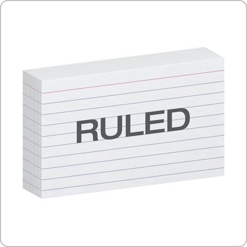 Oxford Ruled Index Cards, 3" x 5", White, 100 Per Pack (40136)
