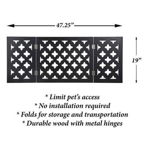 Indoor/Outdoor Solid Wood Starlight Design Freestanding Foldable Adjustable 3-Section Pet Gate