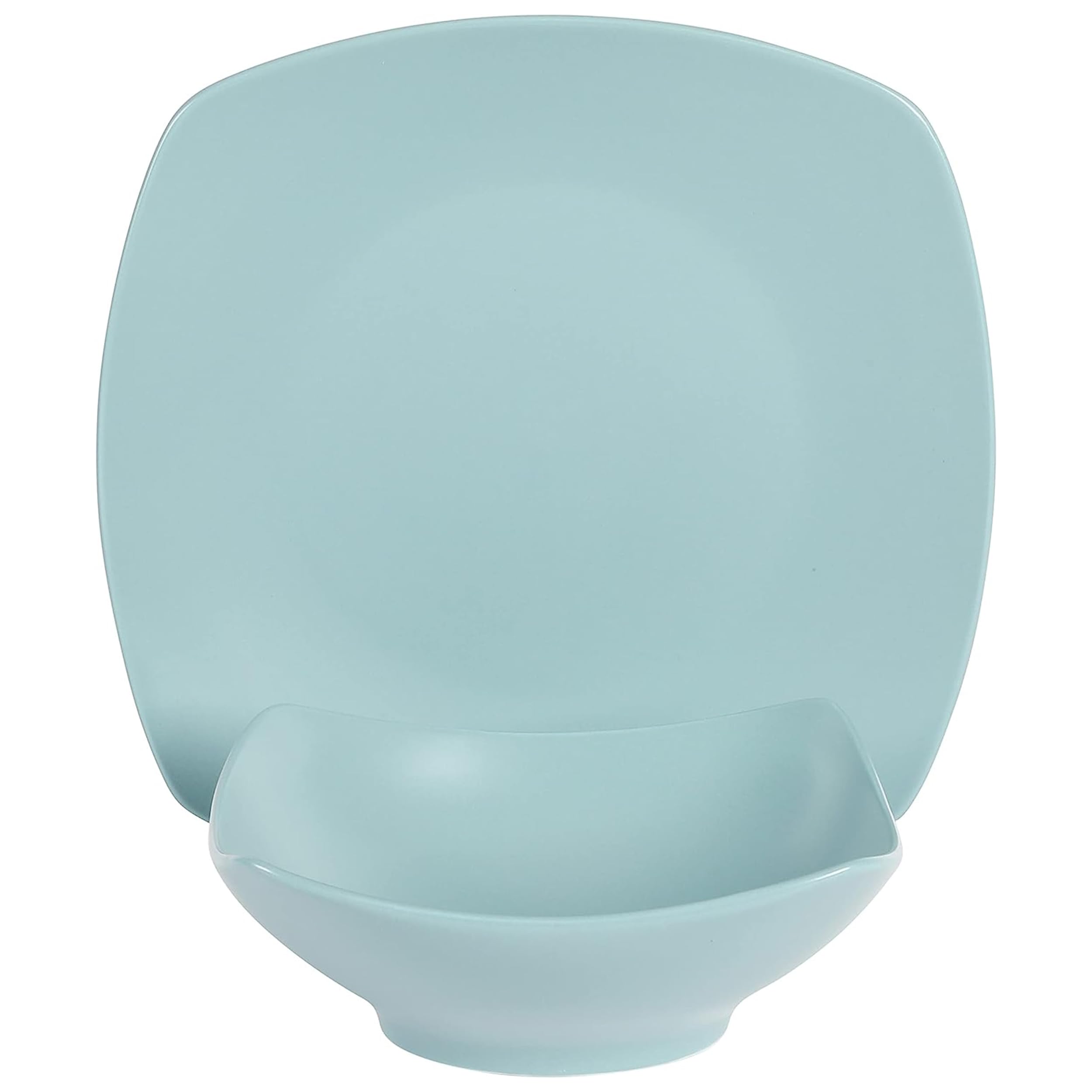 Gibson Home Zen Buffet Matte Porcelain Chip and Scratch Resistant Plates and Bowls Dinnerware Set - Blue, Service for 4 (8pcs)