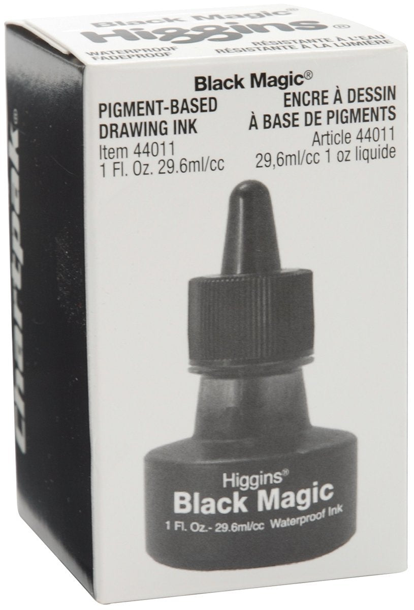 Higgins Black Magic Pigmented Drawing Ink, 1 Ounce Bottle (44011)