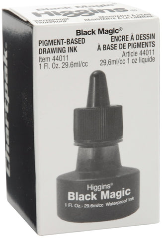 Higgins Black Magic Pigmented Drawing Ink, 1 Ounce Bottle (44011)