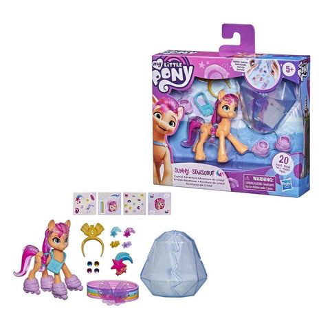 My Little Pony: A New Generation Movie Crystal Adventure Sunny Starscout - 3-Inch Orange Pony Toy, Surprise Accessories, Bracelet (Accessory Colors May Vary)