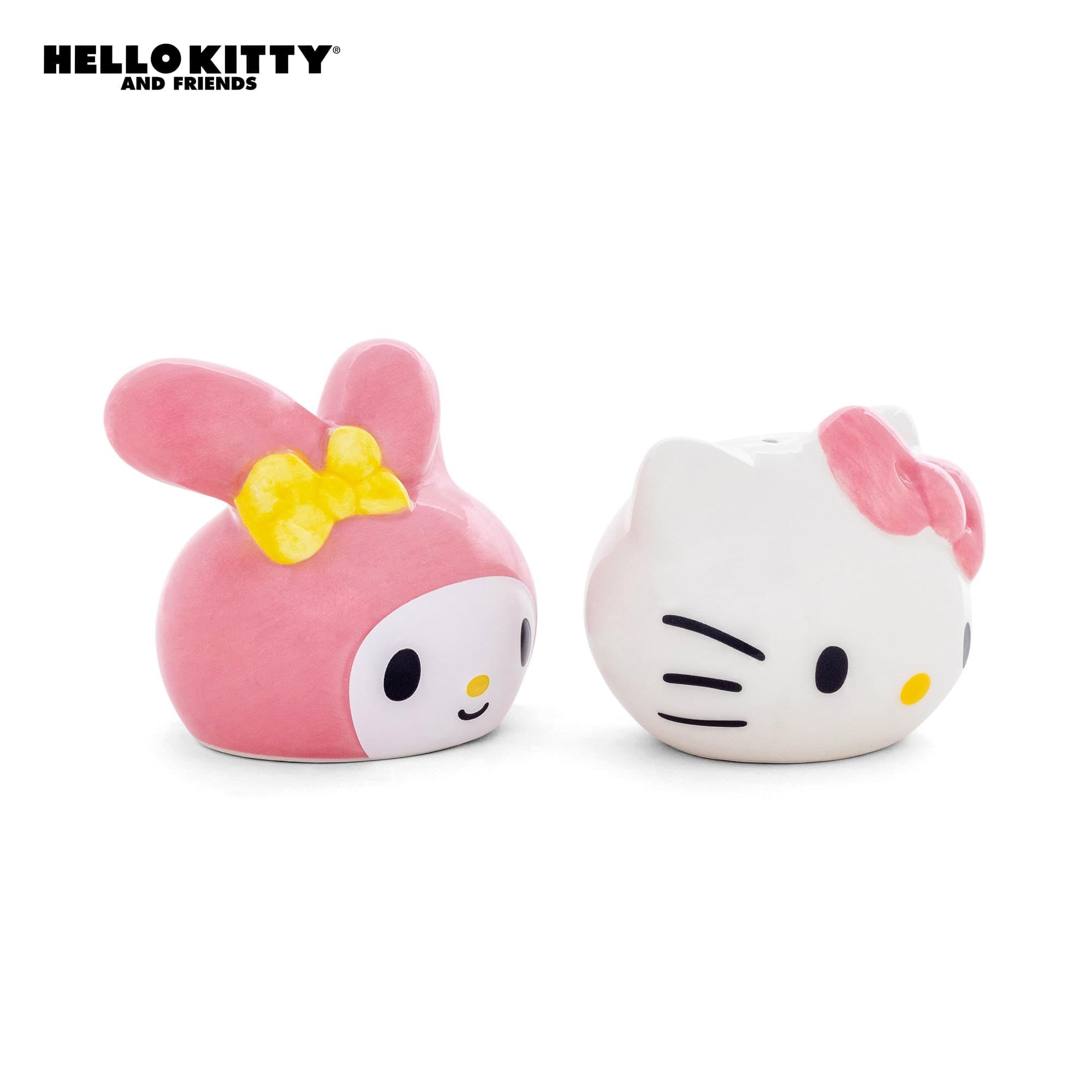 Silver Buffalo Sanrio Hello Kitty And My Melody 3D Sculpted Ceramic Salt and Pepper Shaker Set