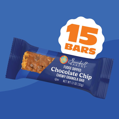 Sunbelt Bakery Fudge Dipped Chocolate Chip Chewy Granola Bars, Value Pack, 15 Count (Pack of 1)