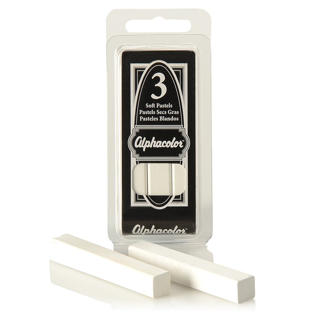 Derwent Alphacolor Round Soft Pastels, White, 3 Pastels per Pack (105W)