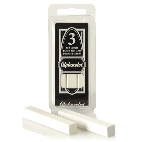 Derwent Alphacolor Round Soft Pastels, White, 3 Pastels per Pack (105W)