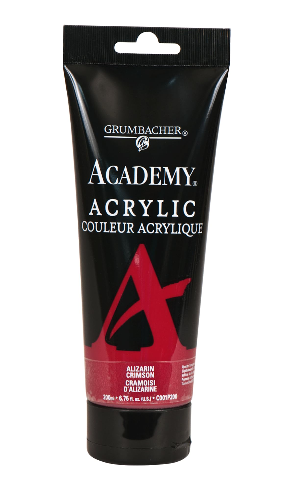 GRUMBACHER Academy Acrylic Paint, 200ml/6.8 oz. Plastic Tube, Alizarin Crimson (C001P200)